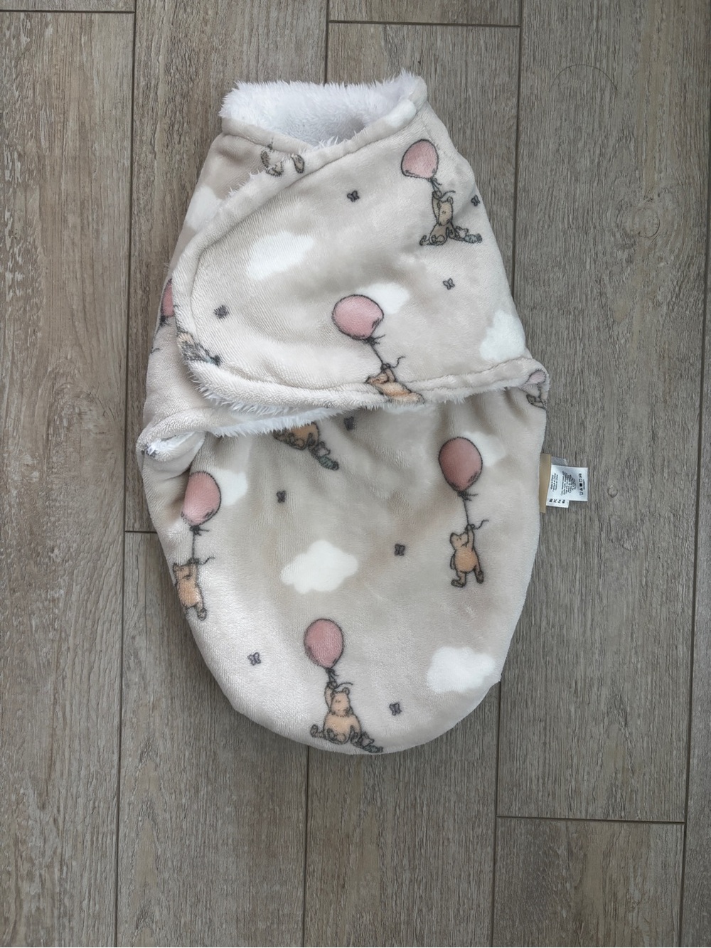 Classic Winnie the Pooh Bear Collection Plush Swaddle Sack Beige Pink 0-3M